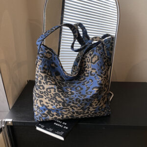 Women’s Fashionable Leopard Print Tote Large Capacity Relaxed Style Underarm Shoulder Commuter Bag PU Leather Zipper