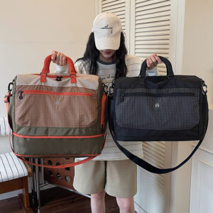 Color Matching Plaid Hand-held Travel Women’s Waterproof Large-capacity Fitness Short-distance Luggage Bag, Bao Ma