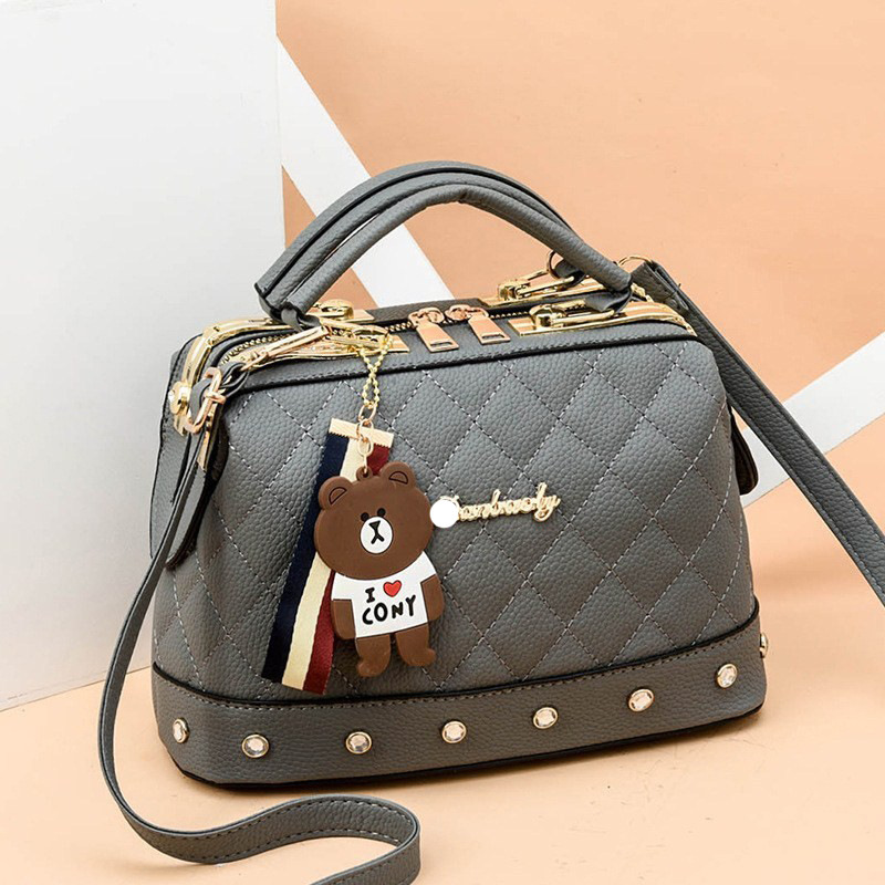 2026 Fashion New Women's Diamond Pattern Style Small Boston Shoulder Bag - Image 14