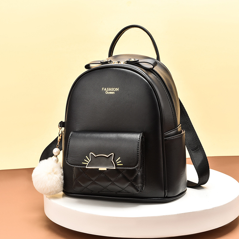 Fashion Soft Leather Women Net Celebrity Shopping Cartoon Large Backpack Leisure - Image 3