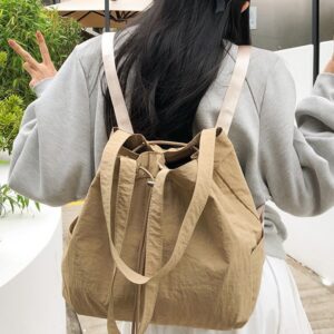 Summer Macaron-colored Large-capacity Bucket Backpack 2026 New Model Solid Color High-end Casual Shoulder Bag For Women