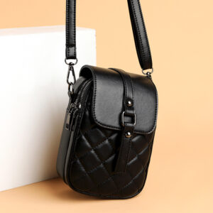 Women’s Fashion Shoulder Spring Embroidered Diamond Pattern Mini Crossbody Mobile Phone Bag