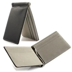 Leather Men Clips Metal Solid Wallets Credit Dollar Purses Money Portafoglio Wallet For Male Minimalist Card Holder