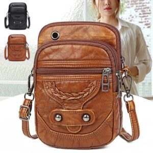 Ladies Small Retro Soft Leather Messenger Women PU Shoulder Bag Handbag Mobile Phone Wallet