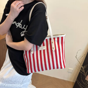 2026 Summer New Large Capacity Fashion Simple Elegant Striped Trendy Handbag Shoulder Bag For Women