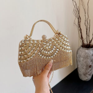 2026 New Cross-Border European And American Style Rhinestone With Tassel, Fashionable Socialite Evening Shoulder Bag