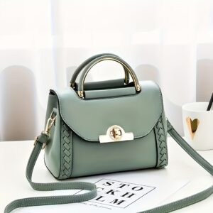 Solid White Mini Square Handbag Fashion Hardware Decor Women Casual Crossbody Purse