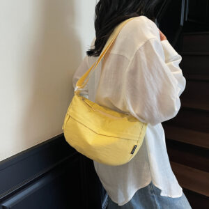 Summer Large Capacity High-End Commuter Crossbody For Women 2026 New Lightweight Orange Canvas Dumpling Bag