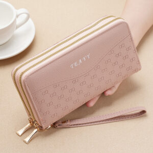Long Double Zip Wallet Mobile Phone Bag Women’s Money Clip Large Capacity Clutch Coin Purse