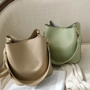 New Bags 2-piece/set Fashion Pu Leather Shoulder Cross Body Bag Casual Womens Large Capacity Bucket Wallet And Handbag