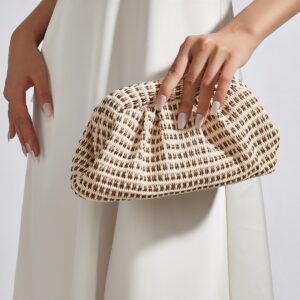 New Woven Handbag For Women, Fashionable And Simple, Pleated Cloud Vacation Beach Crossbody Bag, Versatile Chain Bag