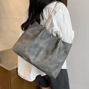 2026 New European And American Retro Soft Leather Handbag Women Large Capacity Casual Shoulder Solid Color Tote Bag