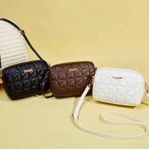 PU Women’s Hot Item Trendy Embroidered Plaid Body Small Square Fashionable And Simple Mobile Phone Camera Bag