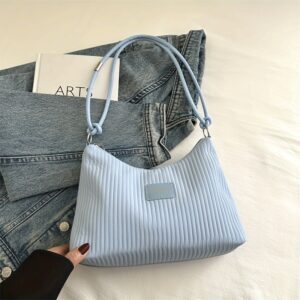 Solid Pleated Nylon Hobo Bag Women Knotted Thin Strap Casual Underarm Shoulder Purse