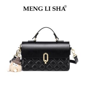 MENGLISHA Classic Checkered Lock Top Handle Box Bag – PU Structured Shoulder Purse For Work & Daily Outfits