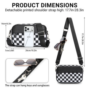 Women’s Stylish Small Square Handbag Anti-Theft Shoulder Crossbody Bag Simple Versatile Checkerboard Pattern