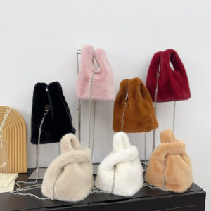 Luxury Faux Fur Bucket Bag Women – Elegant Shoulder & Handbag With Magnetic Closure, Spacious Interior For Daily