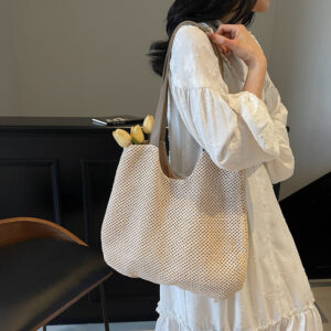 Straw Woven For Women New Fashionable Beach Trendy Simple Basket Underarm Bag