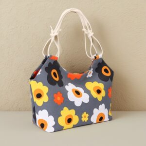 Printed Canvas Large Capacity Shoulder Handheld Women’s Beach European And American Tote Flower Bag