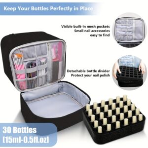 Organizer, Double Quilted Storage Bag, Gel Carrying Case, Holds 30 Bottles Of And Nail Polish Lamp