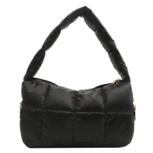 Women Puffer Shoulder Large Capacity PU Quilted Underarm Stylish Commuting Bags Solid Color Soft Top Handle Bag 240820