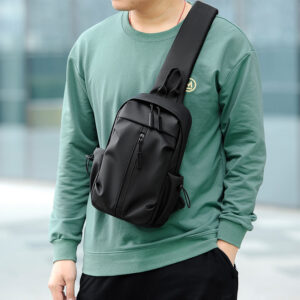 Cross-border Men’s Large-capacity Leather Film Casual Messenger Multi-functional Travel Shoulder Fashion Breast Bag Men
