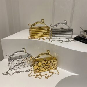 Acrylic 2026 New Fashion Ice Crack Pattern Personality Handheld Crossbody Women’s Shoulder Evening Bag Trendy