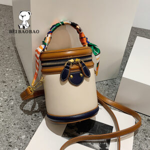 Women’s round Cylinder Handbag/Crossbody Bucket Bag Niche Design High-End Feel New Style Luggage & Bags