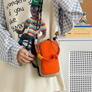 Color Blocked Japanese Style Sports Lightweight Outdoor Handbag Shoulder Crossbody Phone Bag Umbrella Water Bottle