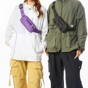 Grid Pattern Waist Fanny Pack Unisex Lightweight Adjustable Crossbody Chest Bag For Running Travel