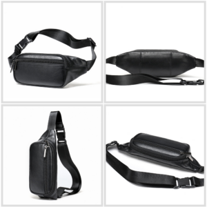 New Genuine Leather Waist Fashionable And Versatile Sheepskin Waterproof Shoulder Men’s Chest Body Bag For Men