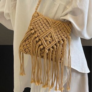 Women’s Bags Bohemian Tassel Woven Women Summer New Fashion Cotton Rope Seaside Holiday Crossbody Shoulder Bag