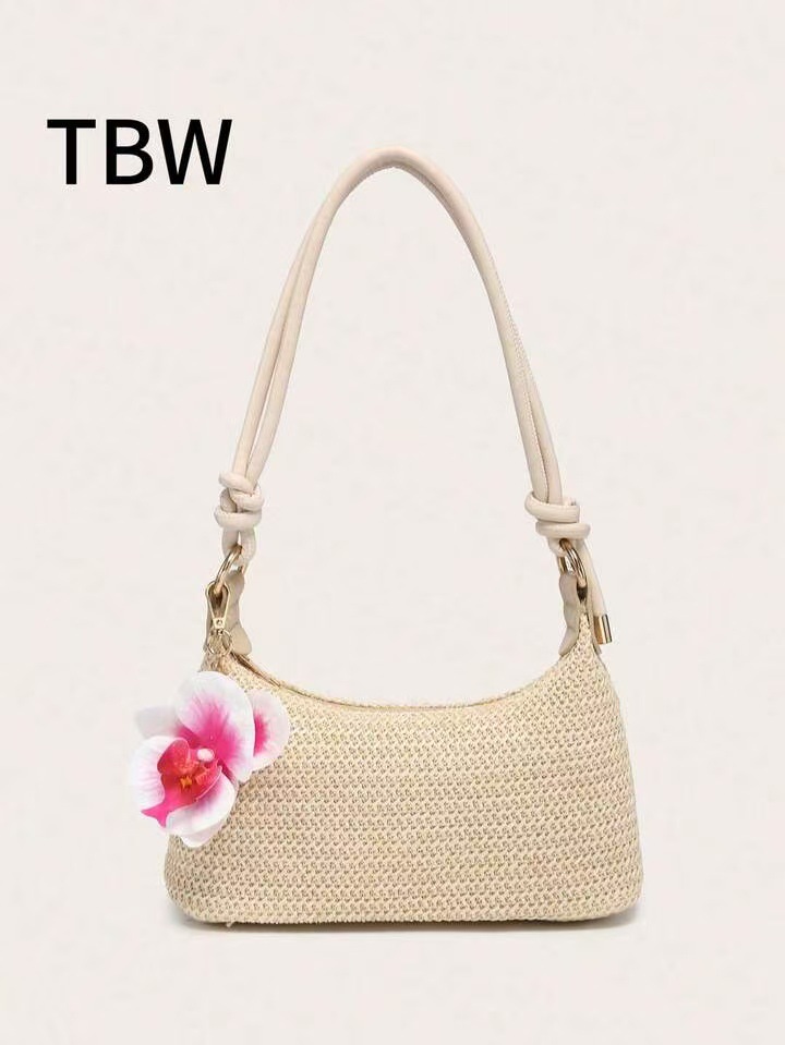 Women's Casual Straw Shoulder with Chain High Quality Summer Essential Underarm Bag - Image 3