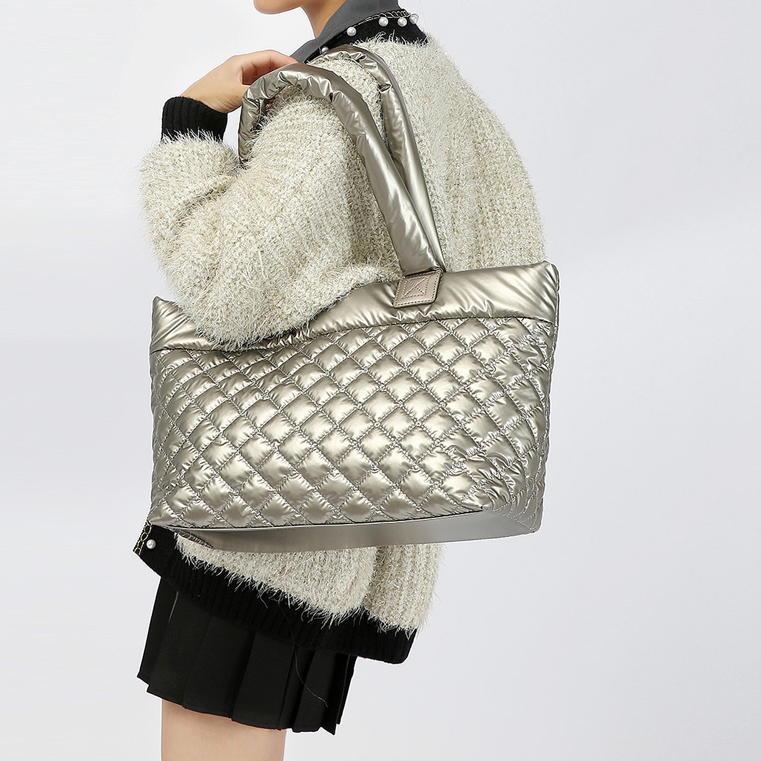 Bags Diamond Tote Women's Large Capacity Air Sense Down Commuter Shoulder Underarm Bag