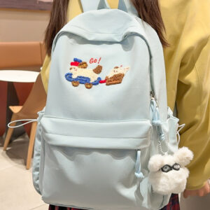 Simple Embroidered Solid Color Lightweight, Large Capacity, Fashionable, Casual, Versatile Travel Backpack, Korean Style