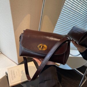 Retro Commuter Women’s Shoulder Oil Waxed Leather Trendy Fashion Casual Small Square Crossbody Bag With Zipper