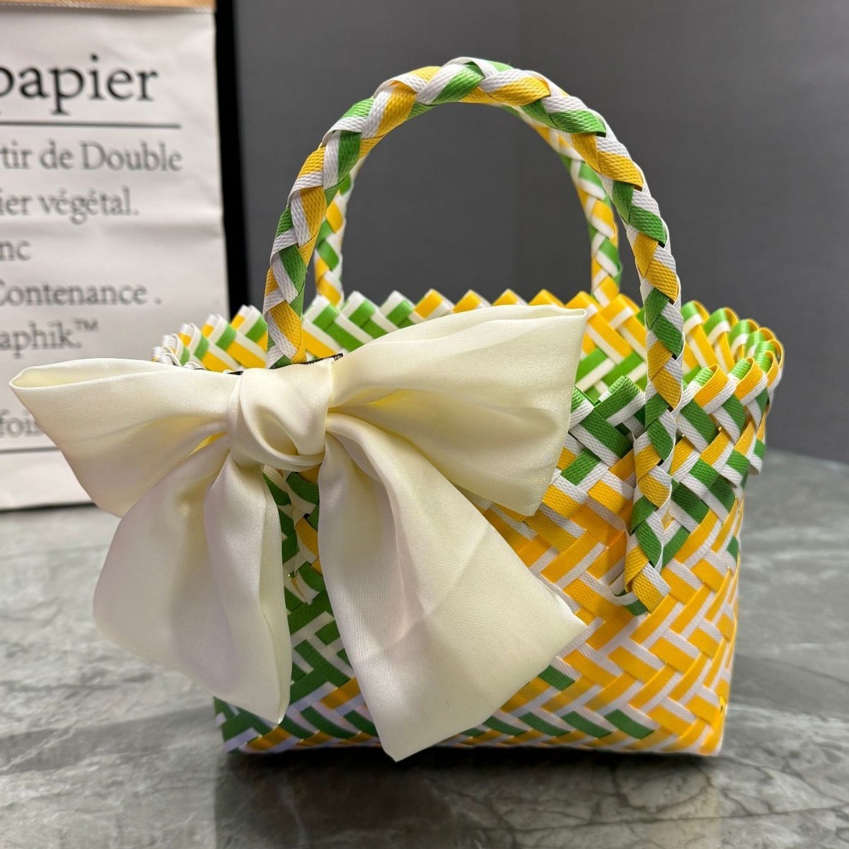 New Plastic Handbag Woven Gift Basket Beach Bag For Women