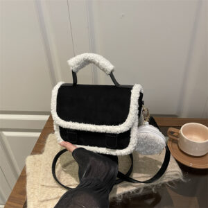 Plush Single Shoulder Saddle Velvet Women’s Autumn Winter New Niche Matte Handbag Vintage Crossbody Bag