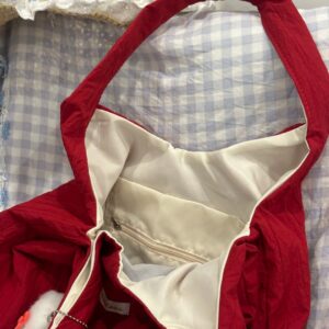 Korean-style Red Pleated Striped Canvas Women, 2026 New Model, Large-capacity Shoulder Tote Bag For Commuti And