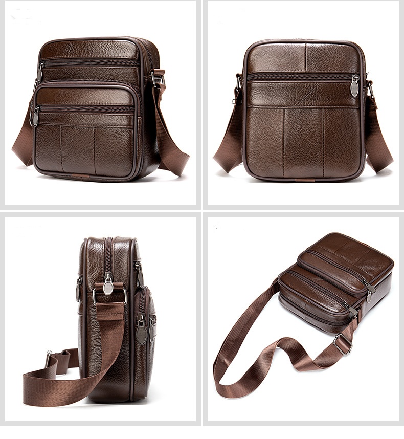 First layer genuine men's Men's single shoulder Business leather casual crossbody bag