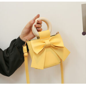 Bow DIY hand woven material for girlfriend bestie gift niche design portable bucket bag