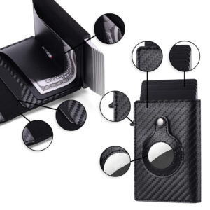 airtag Anti-theft Brush Card Case Multi-functional Business Men’s Leather Wallet Positioning Tracker