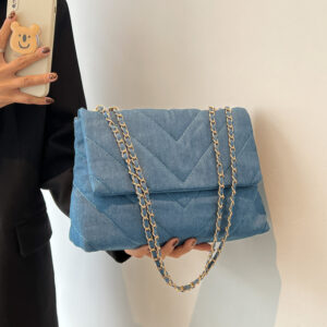 Handbag Woman Fashion Denim Blue Shoulder Briefcase Messenger Bags Large Capacity Work Study Street Tote Bag Purses
