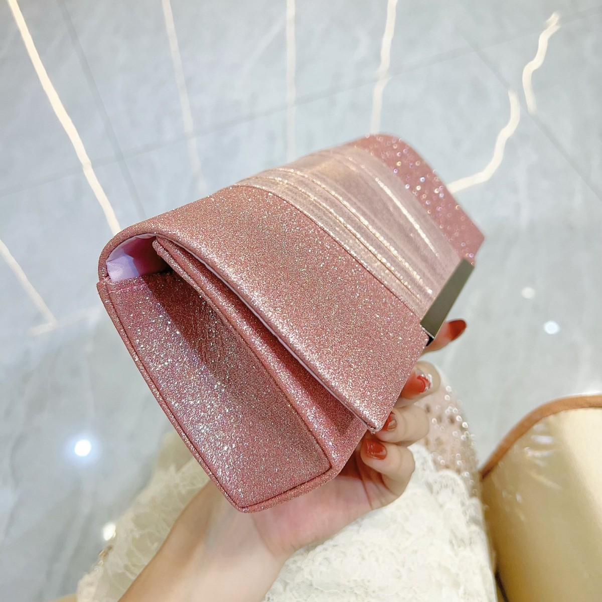 New Clutch Sequin Pleated Women's Evening Flap Luxurious Shoulder Crossbody Bag - Image 2
