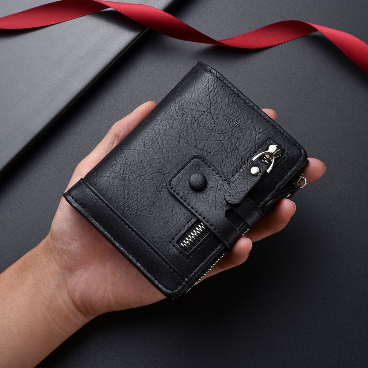 New Men's Zipper Card Multi-card Casual Large Capacity Multi-function Wallet Change Bag