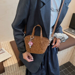 Women’s Leopard Print Bucket New Niche High-end Feel Super Popular Suede Parent-child Crossbody Bag Trendy