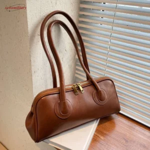 2026 New Boston Pillow Tote Women Real Leather Retro Bowling Bag Designer Handbag Large Capacity Crossbody Bags #54