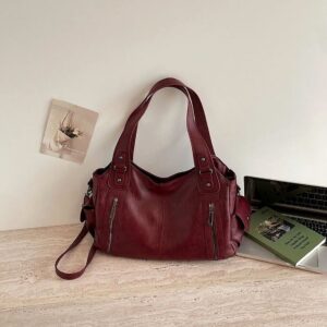 Textured Casual Crossbody Tote 2026 New Classic Retro Stylish Handbag Large Capacity Trendy Mom Bag