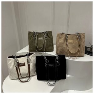 Women’s Corduroy Shoulder Tote Bag – Large Capacity Crossbody Purse With Chain Strap, Stylish & Spacious Everyday