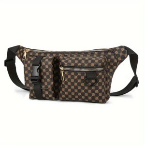 Luxury Printed PU Multi Compartment Fanny Pack Adjustable Waist Crossbody Belt Bag For Men